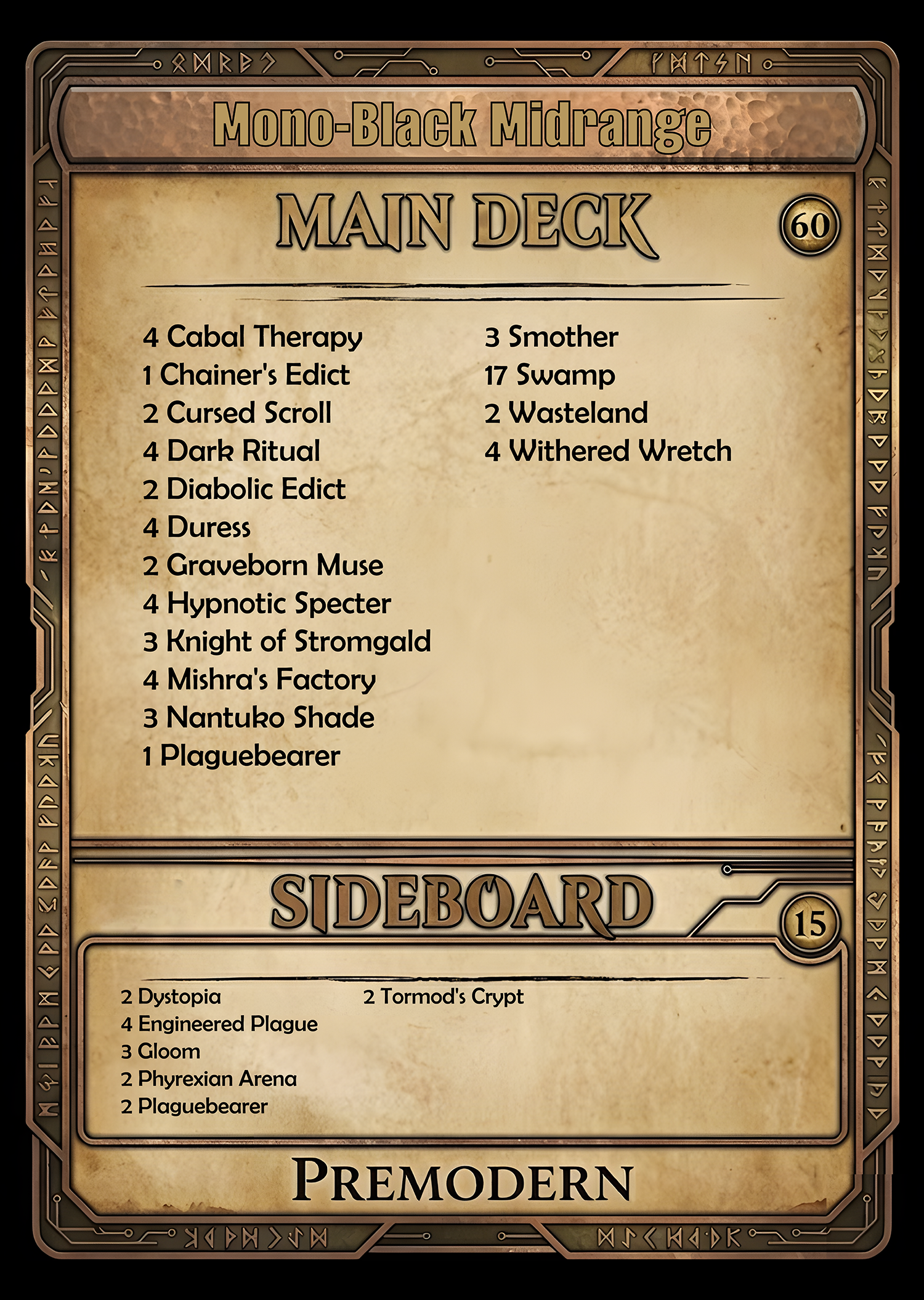 Mono-Black Midrange - Premodern Magic the Gathering Deck
