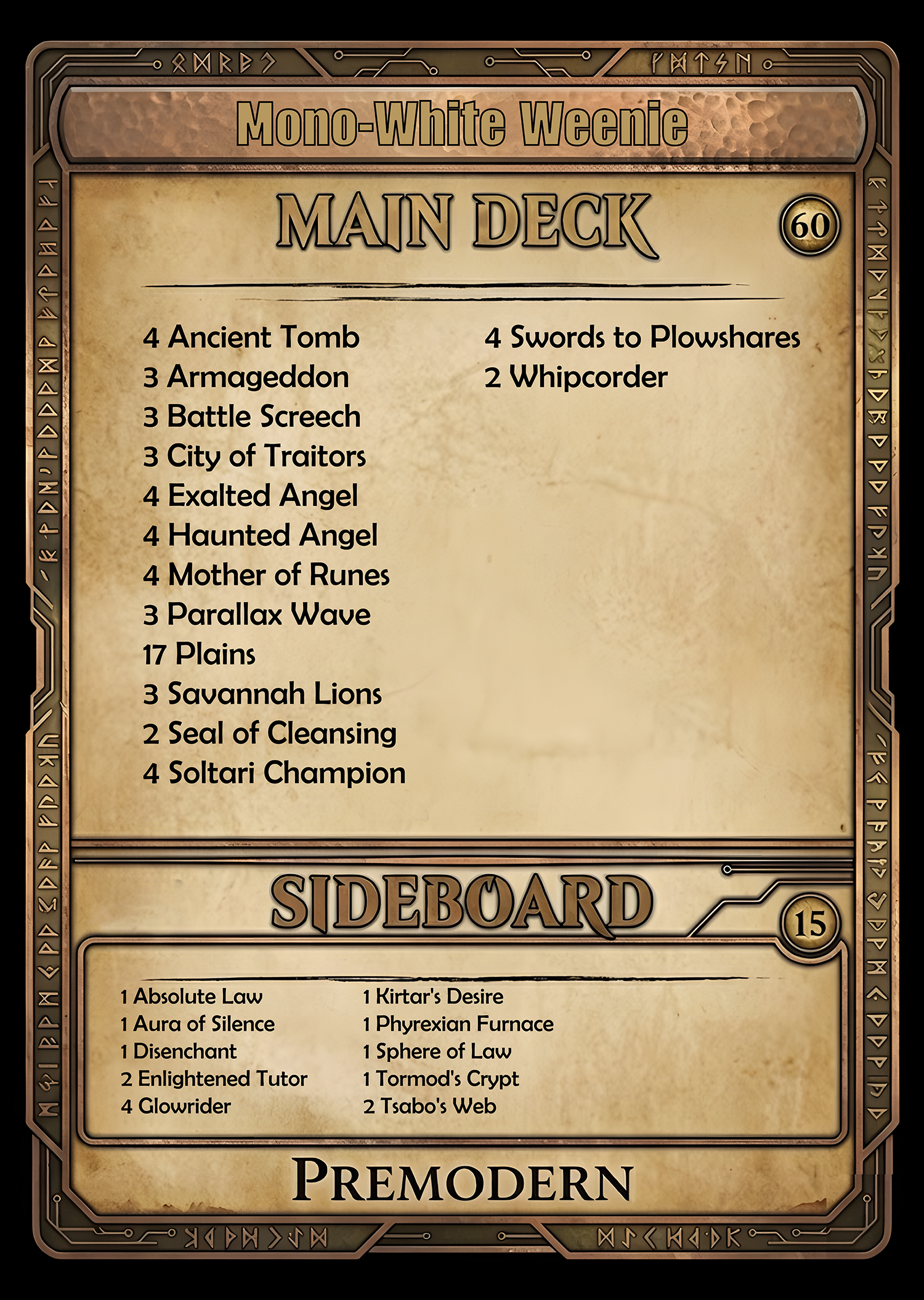 Mono-White Weenie - Premodern Magic the Gathering Deck